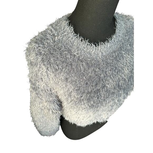 Volcom Women’s 90s Style Fuzzy Cropped Sweater Gray-Blue Size Small - Picture 2 of 5